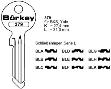 Afbeelding van Borkey 379K BLD Cilindersleutel voor BKS Y. LD NS