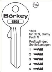 Afbeelding van Borkey 1805 1 Cilindersleutel voor CES/GARNY