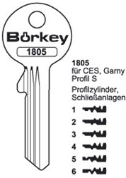 Afbeelding van Borkey 1805 3 Cilindersleutel voor CES/GARNY