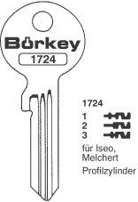 Afbeelding van Borkey 1724 1 Cilindersleutel voor MELCHERT/ISEO