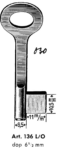 Afbeelding van Klaviersleutel art. 136L/O Dop 6.5mm (2070 blind)