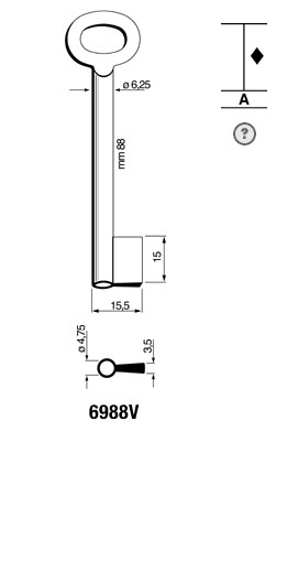 Afbeelding van Silca klaviersleutel 6988V