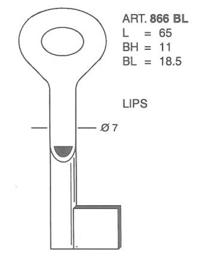 Afbeelding van Klaviersleutel 136L/0 pijp (866 BL)