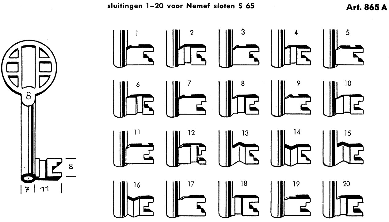 Afbeelding van Nemef klaviersleutel art. 865A (65N oud) /3