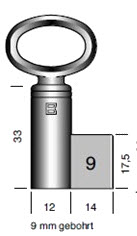 Afbeelding van Hangslotsleutel Art. 18 inw 9mm