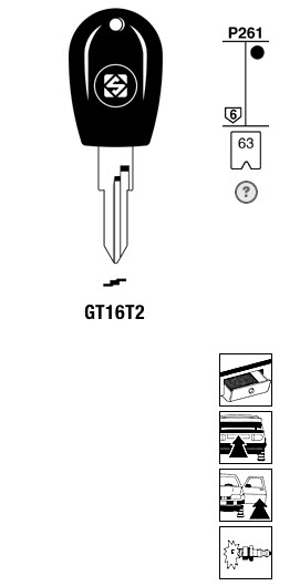 Afbeelding van Silca Transpondersleutel brass GT16T2 zonder chip