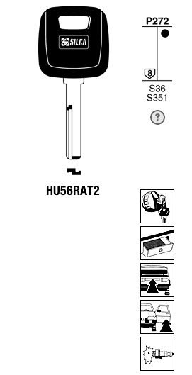 Afbeelding van Silca Transpondersleutel brass HU56RAT2 zonder chip