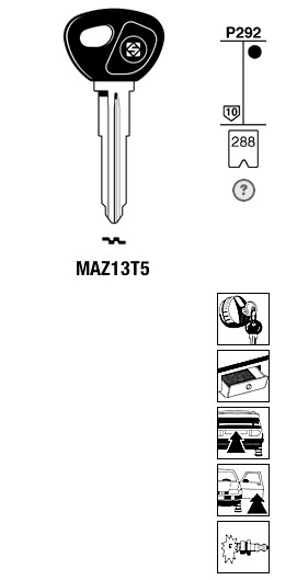 Afbeelding van Silca Transpondersleutel brass MAZ13T5 zonder chip