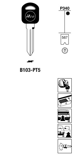 Afbeelding van Silca Transpondersleutel brass B103-PT5