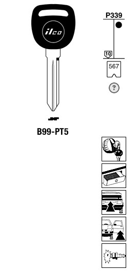 Afbeelding van Silca Transpondersleutel brass B99-PT5