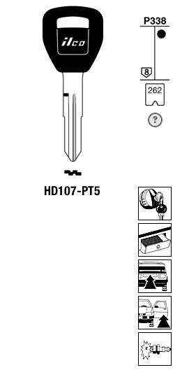 Afbeelding van Silca Transpondersleutel brass HD107-PT5