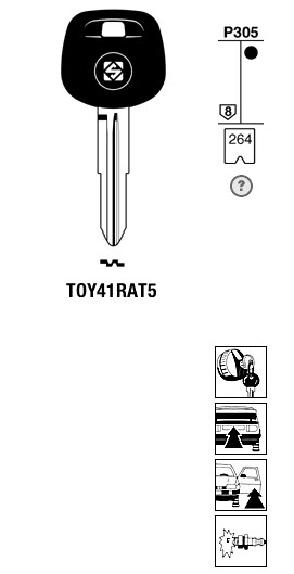 Afbeelding van Silca Transpondersleutel brass TOY41RAT5