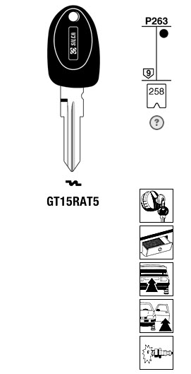 Afbeelding van Silca Transpondersleutel brass GT15RAT5 zonder chip