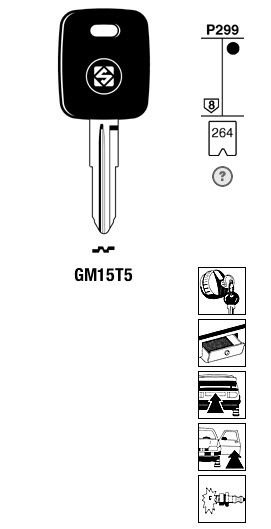 Afbeelding van Silca Transpondersleutel brass GM15T5 zonder chip