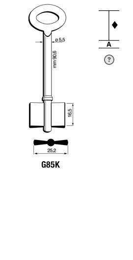 Afbeelding van Silca Dubbelbaardsleutel ijzer G85K