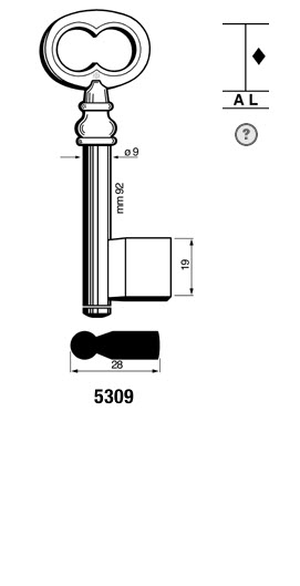 Afbeelding van Silca Klaviersleutel ijzer dop 5309