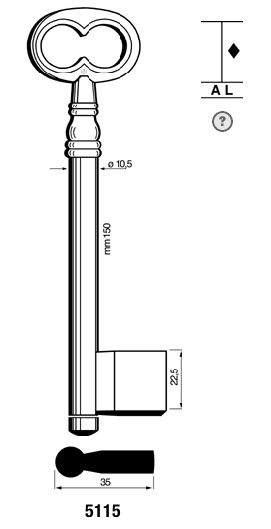 Afbeelding van Silca Klaviersleutel ijzer dop 5115