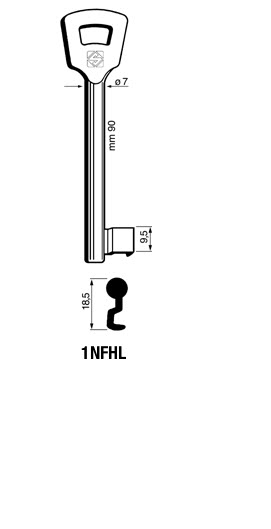 Afbeelding van Silca Klaviersleutel ijzer 1NFHL (106N)