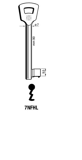 Afbeelding van Silca Klaviersleutel ijzer 7NFHL - 6NFH7L (106N)