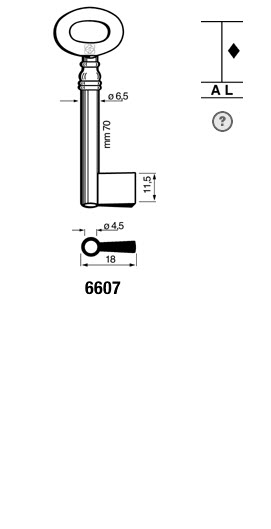 Afbeelding van Silca Klaviersleutel ijzer pijp 6607