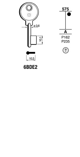 Afbeelding van Silca Klaviersleutel brass 6BDE2