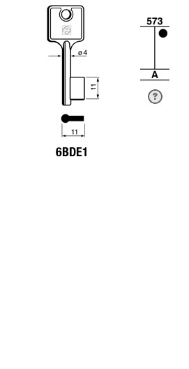 Afbeelding van Silca Klaviersleutel brass 6BDE1