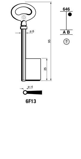 Afbeelding van Silca Klaviersleutel brass 6F13