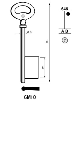 Afbeelding van Silca Klaviersleutel brass 6M10