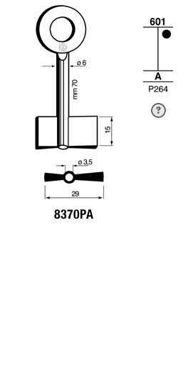 Afbeelding van Silca Klaviersleutel brass 8370PA