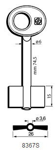 Afbeelding van Silca Klaviersleutel brass 8367S