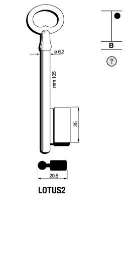 Afbeelding van Silca Klaviersleutel brass LOTUS2