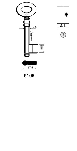 Afbeelding van Silca Klaviersleutel ijzer dop 5106