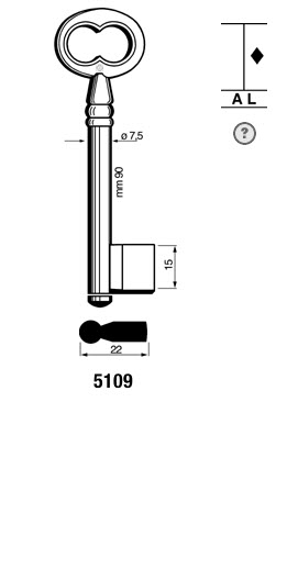 Afbeelding van Silca Klaviersleutel ijzer dop 5109