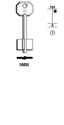 Afbeelding van Silca Klaviersleutel brass 5MS5