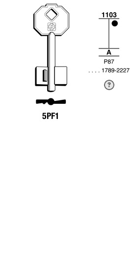 Afbeelding van Silca Klaviersleutel brass 5PF1