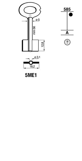 Afbeelding van Silca Klaviersleutel brass 5ME1