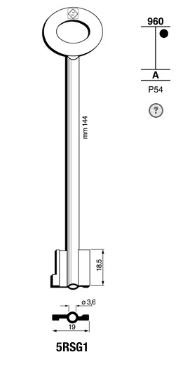 Afbeelding van Silca Klaviersleutel brass 5RSG1