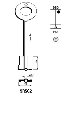 Afbeelding van Silca Klaviersleutel brass 5RSG2