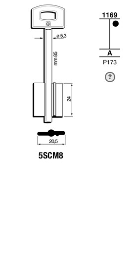 Afbeelding van Silca Klaviersleutel brass 5SCM8