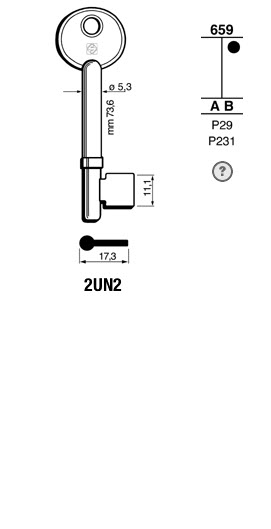 Afbeelding van Silca Klaviersleutel brass 2UN2