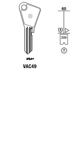 Afbeelding van Silca Cilindersleutel staal VAC49