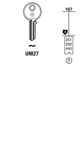 Afbeelding van Silca Cilindersleutel staal UNI27