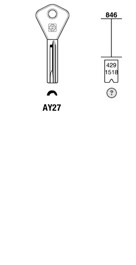 Afbeelding van Silca Cilindersleutel nikkel AY27