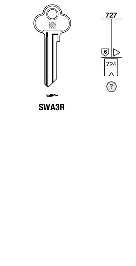 Afbeelding van Silca Cilindersleutel brass SWA3R