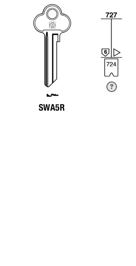 Afbeelding van Silca Cilindersleutel brass SWA5R