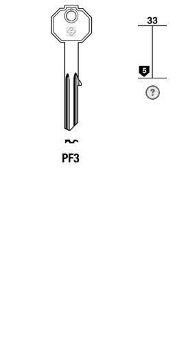 Afbeelding van Silca Cilindersleutel brass PF3