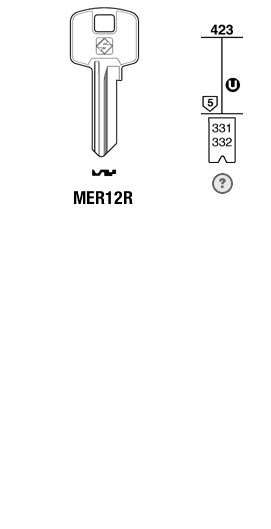 Afbeelding van Silca Cilindersleutel brass MER12R