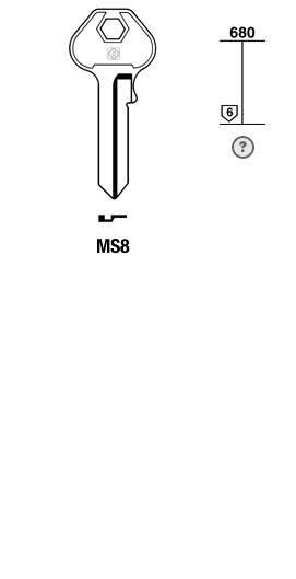 Afbeelding van Silca Cilindersleutel brass MS8