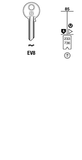 Afbeelding van Silca Cilindersleutel brass EV8