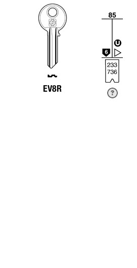 Afbeelding van Silca Cilindersleutel brass EV8R